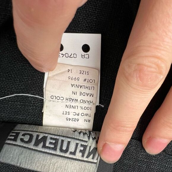 Vintage Positive Influence Women’s 14 Black 100% Linen Hieroglyphics Top Shirt - Picture 9 of 15